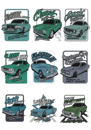 Vintage Classic and Custom Cars Vector Collection Free Vector