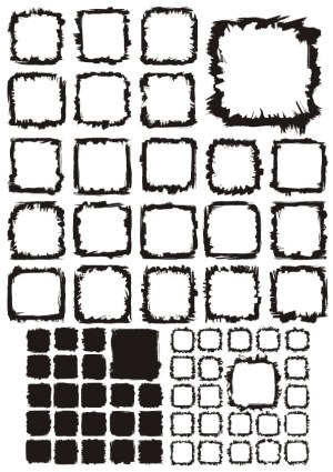 Set of Grunge Brush Stroke Square Frames and Shapes Free Vector