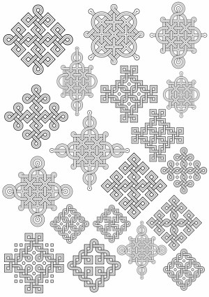 Set of Black Celtic Knotwork Designs Free Vector