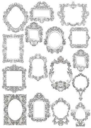 Collection of Vintage Ornate Decorative Frames Vector Set Free Vector