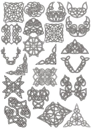 Collection of Black Celtic Knotwork Vector Ornaments Free Vector