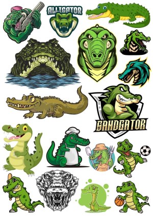 Alligator and Crocodile Cartoon and Mascot Vector Collection Free Vector