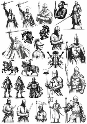 Medieval Knights and Warriors Vector Collection Free Vector