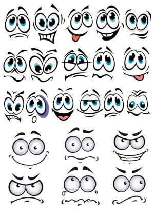 Cartoon Eyes with Various Facial Expressions Vector Set Free Vector
