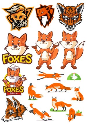 Fox Cartoon and Realistic Vector Illustrations Collection Free Vector