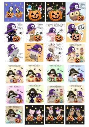 Cute Halloween Animal Characters with Pumpkins and Costumes Free Vector