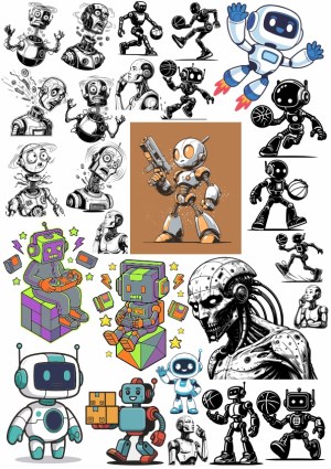 Various Robot and Android Vector Illustrations Free Vector