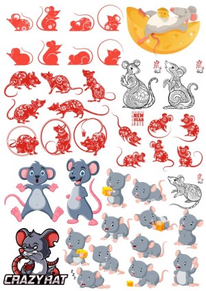 Collection of Rat and Mouse Vector Illustrations in Various Styles Free Vector