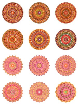 Colorful Mandala Set with Autumn and Pink Tones Free Vector