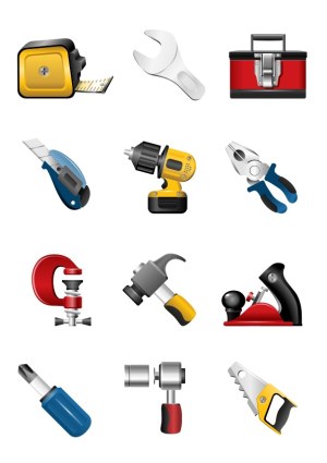 Set of Construction and Repair Tools Vector Icons Free Vector