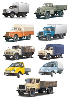Collection of Vintage and Modern Delivery Trucks Vector Illustration Free Vector