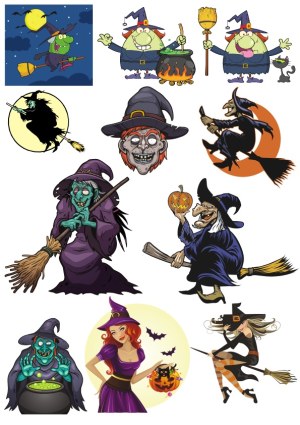 Halloween Witch Characters and Icons Collection Free Vector