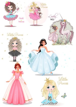 Cute Princess and Fairy Tale Characters Vector Collection Free Vector