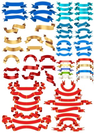 Collection of Colorful Decorative Ribbon Banners Free Vector