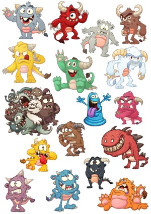Colorful Cartoon Monster Characters Collection Free Vector