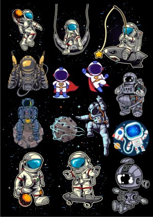 Collection of Cartoon Astronauts and Space Adventures Free Vector