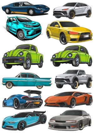 Collection of Various Car Vector Illustrations Free Vector