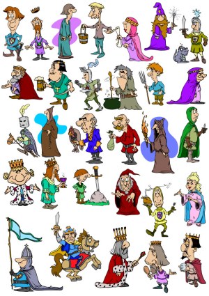 Medieval Cartoon Characters Collection Free Vector