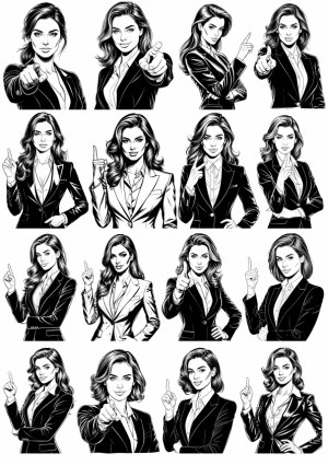 Vector Illustrations of Business Women Making Pointing Gestures Free Vector