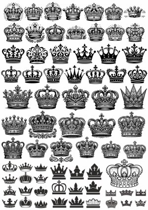 Collection of Vintage and Modern Crown Silhouettes and Engraved Designs Free Vector