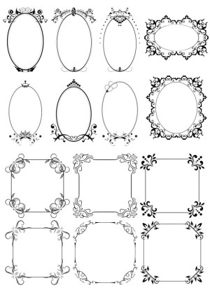 Set of Ornate Decorative Frames and Borders Free Vector