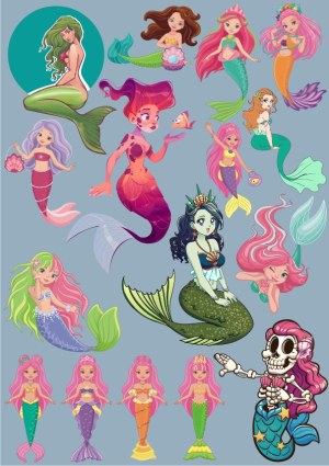 Collection of Colorful Mermaid Vector Illustrations Free Vector