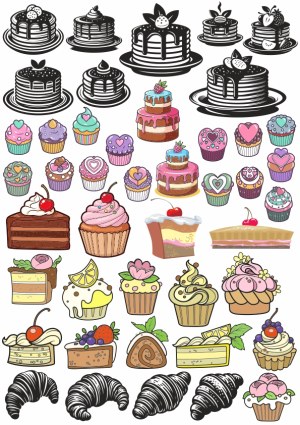 Assorted Desserts and Pastries Vector Icons Free Vector