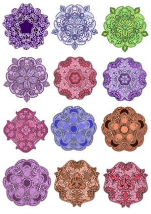 Set of Twelve Colorful Mandala Ornamental Vectors Free Vector
