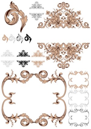 Decorative Vintage Floral Ornaments and Frame Vectors Free Vector