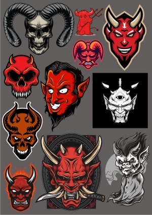 Devil and Demon Head Vector Collection Free Vector