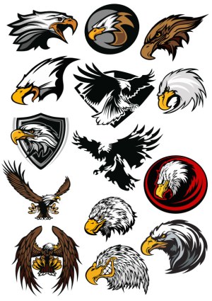 Collection of Aggressive Eagle Emblems and Mascots Free Vector