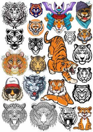 Collection of Tiger Illustrations and Mascot Vectors Free Vector