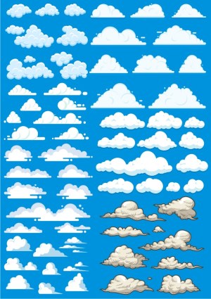 Collection of Stylized Cloud Vector Illustrations Free Vector