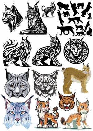 Diverse Lynx and Wild Cat Vector Illustrations Collection Free Vector