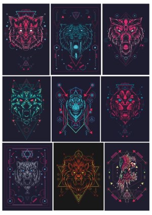 Geometric Neon Animal Heads Vector Collection Free Vector