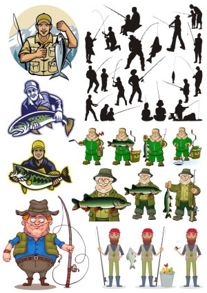 Fishing Illustrations and Silhouettes Vector Collection Free Vector