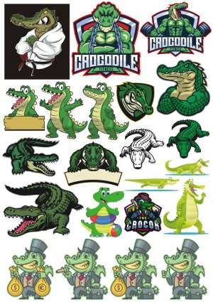 Variety of Crocodile Cartoon and Mascot Vector Illustrations Free Vector