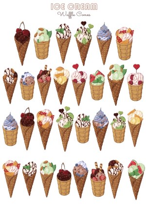 Variety of Ice Cream Waffle Cones Vector Set Free Vector