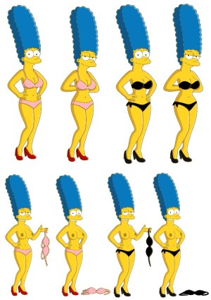 Cartoon Woman Character in Various Lingerie and Nude Poses Free Vector