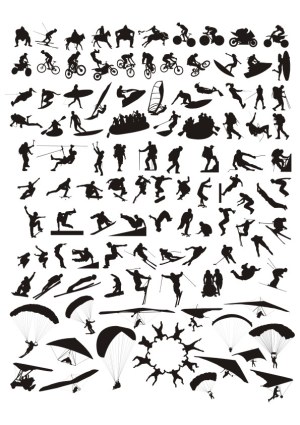 Vector Silhouettes of Various Outdoor Sports and Adventure Activities Free Vector