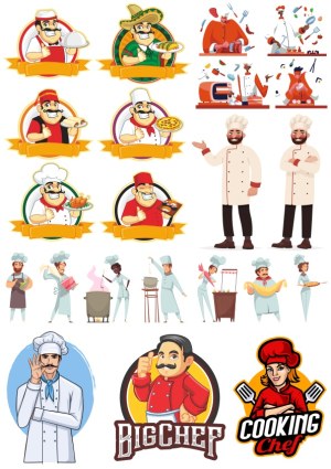 Chef and Cooking Vector Illustrations and Logos Free Vector