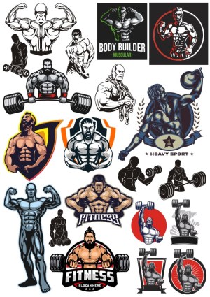 Bodybuilding and Weightlifting Vector Collection Free Vector