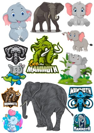 Elephant and Mammoth Vector Collection Free Vector