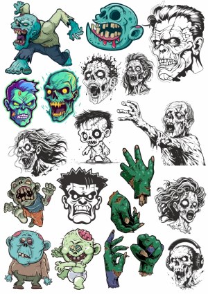 Collection of Zombie and Undead Illustrations and Vector Graphics Free Vector