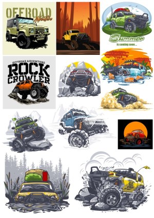 Offroad Adventure 4x4 Rock Crawler Vector Collection Free Vector