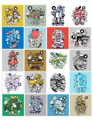 Cartoon Style Anthropomorphic Sports and Objects Collection Free Vector