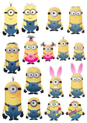 Collection of Yellow Minion Characters in Varied Outfits and Styles Free Vector