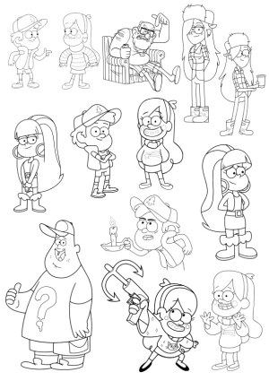Cartoon Characters Black and White Line Art Collection Free Vector