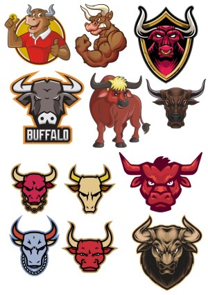 Bold Bull and Buffalo Mascot and Logo Vector Collection Free Vector