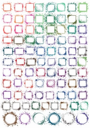 Set of Decorative Grunge Frames with Splatter and Flourish Designs Free Vector